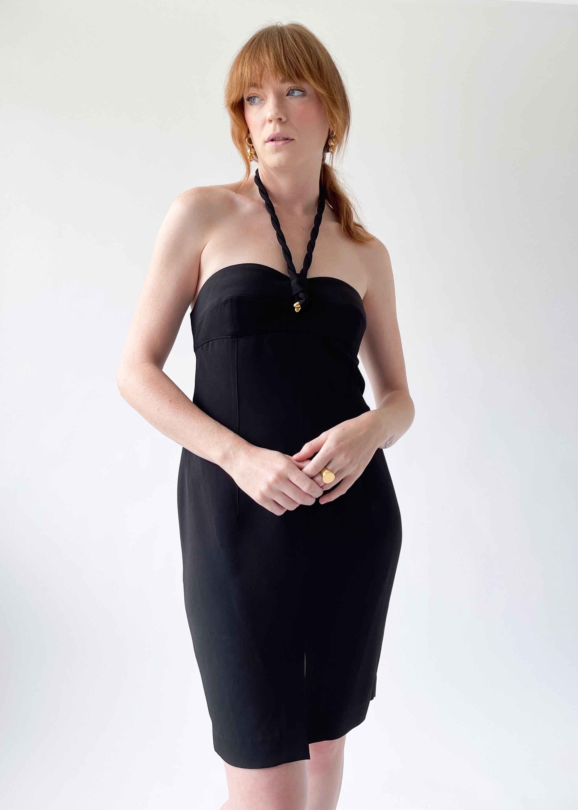 Vintage 1980s Claude Montana Black Mini Dress Vintage 1980s Claude Montana Black Mini Dress
