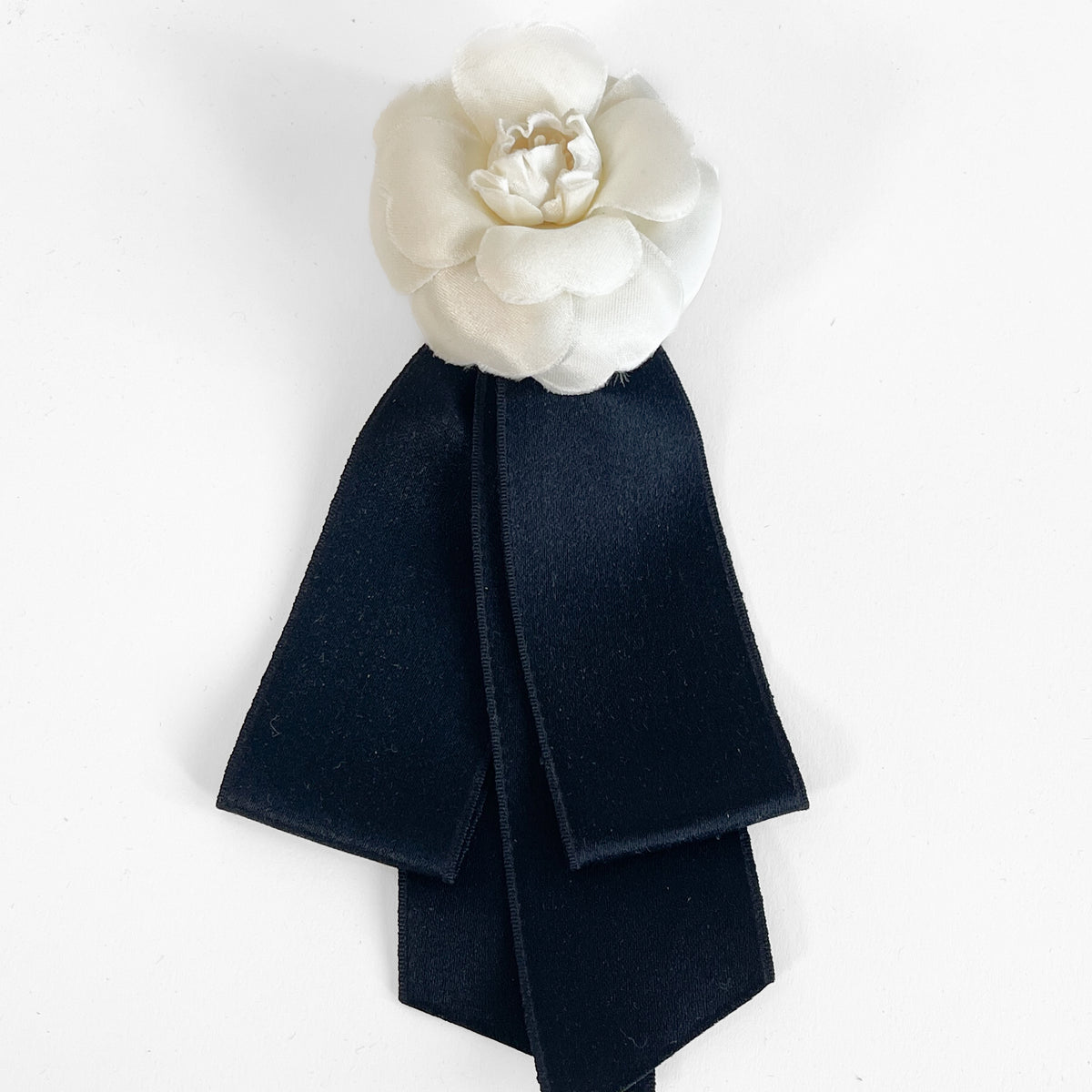 1990s Chanel Camellia & Ribbon Brooch — Made in France