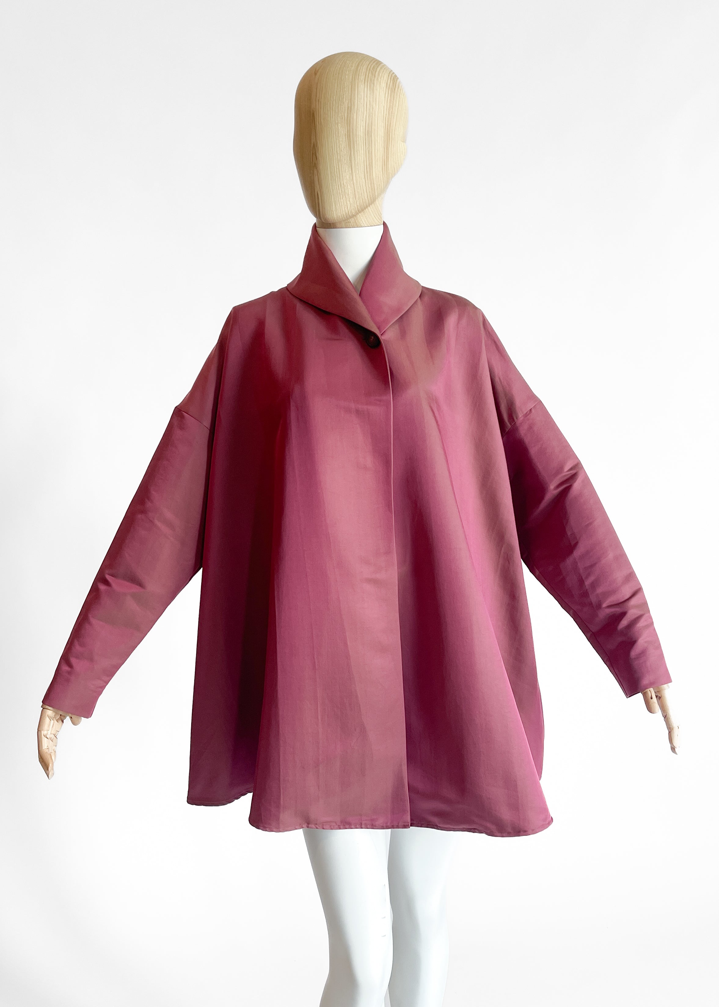ジャケット・アウター 90s Vintage ROMEO GIGLI 2WAY CAPE COAT 1990s Romeo Gigli Iridescent Mauve Swing Coat — A-Line, Made in Italy