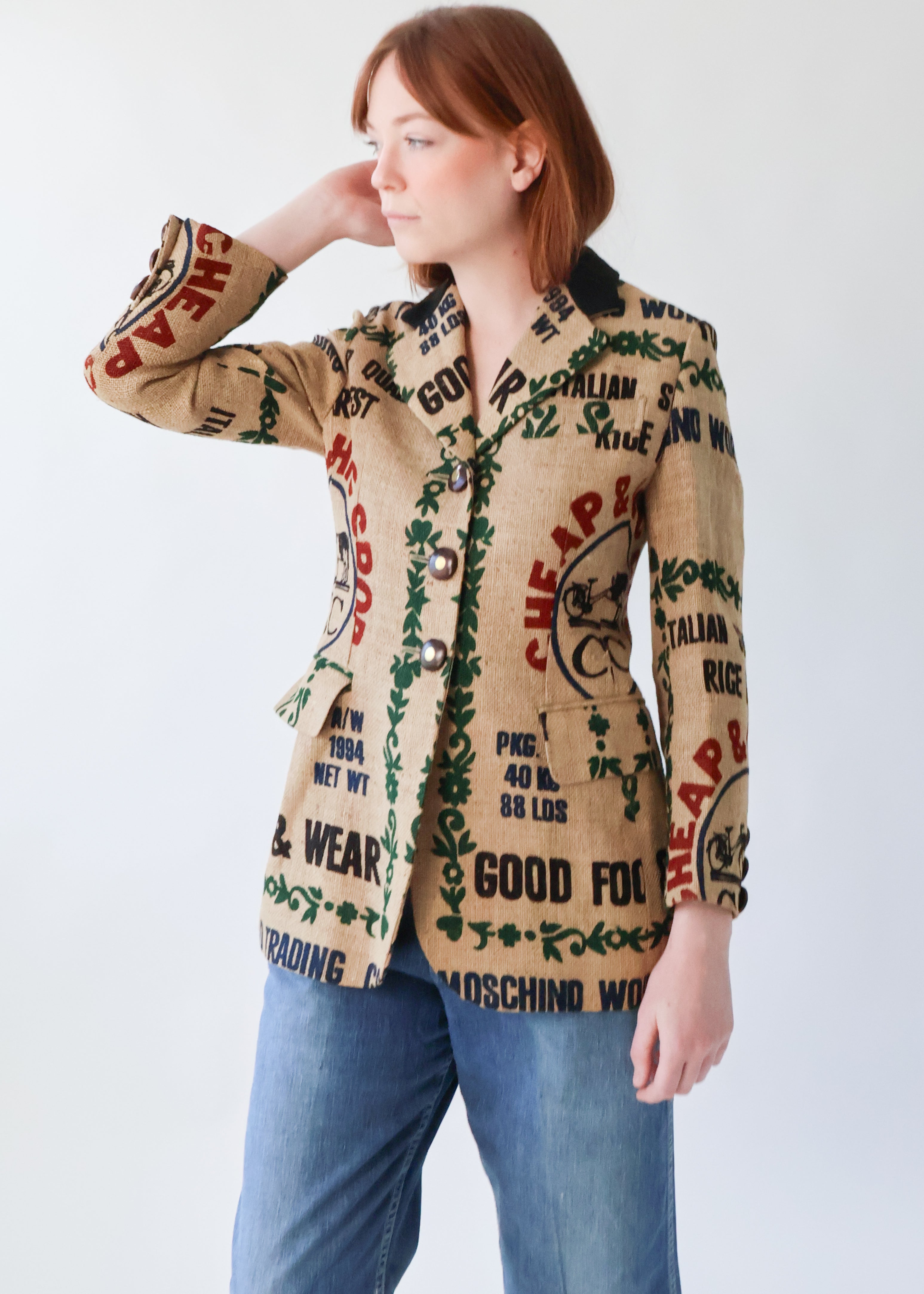 Vintage 1994 Moschino Jute Logo Blazer