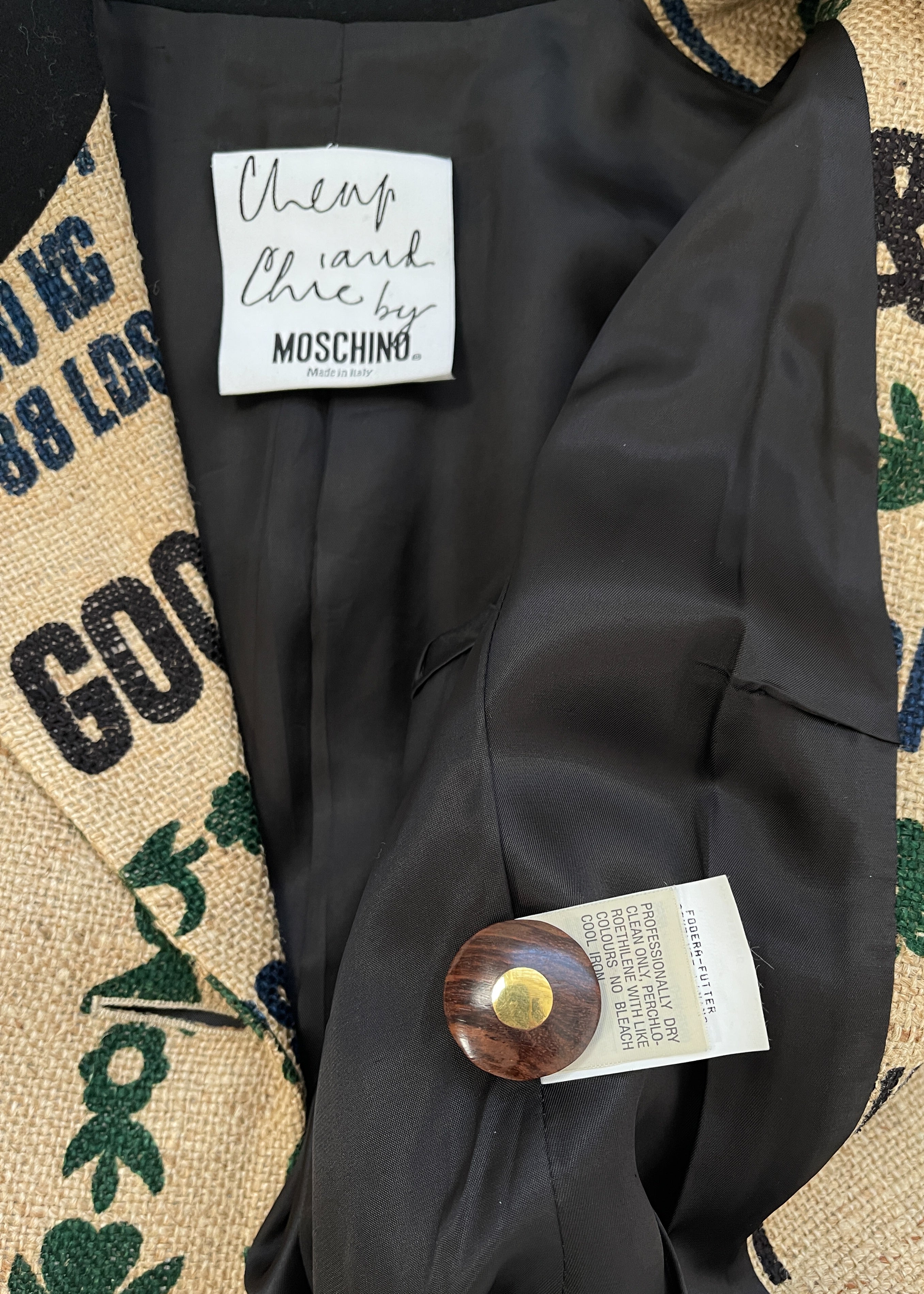 Vintage 1994 Moschino Jute Logo Blazer