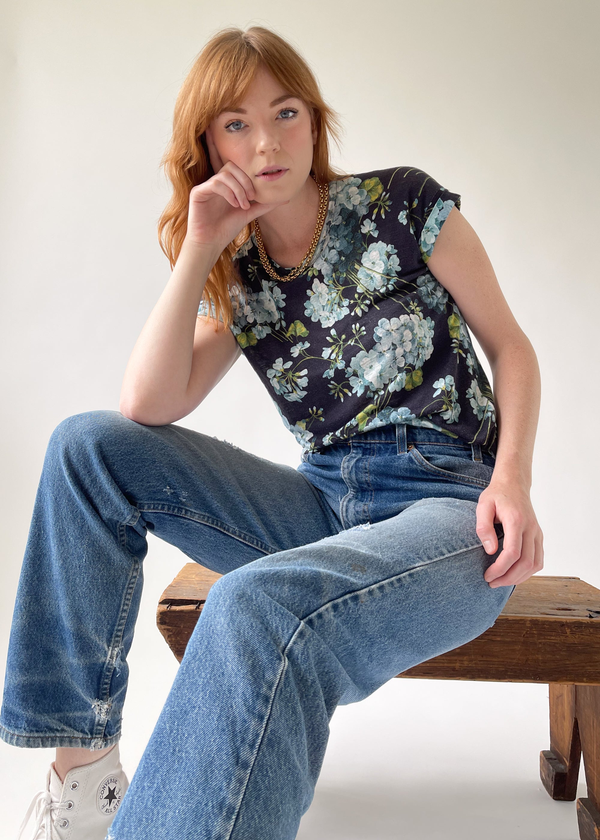 Gucci Black Floral T-shirt