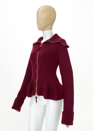 Alexander McQueen Peplum Cardigan Sweater