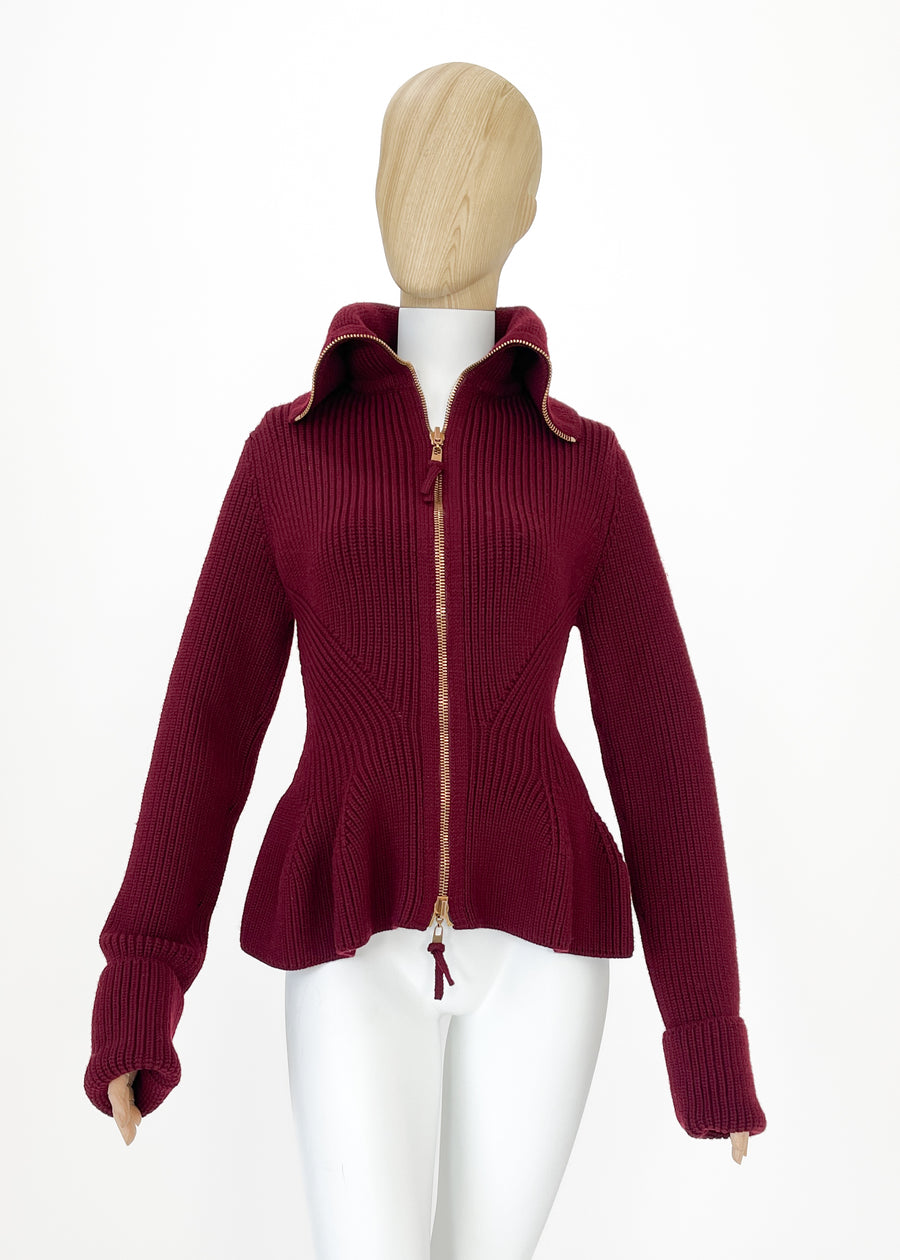 Alexander McQueen Peplum Cardigan Sweater