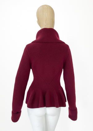 Alexander McQueen Peplum Cardigan Sweater