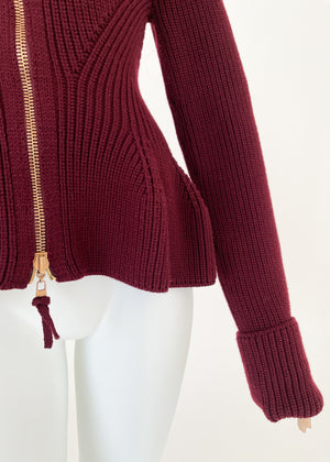 Alexander McQueen Peplum Cardigan Sweater