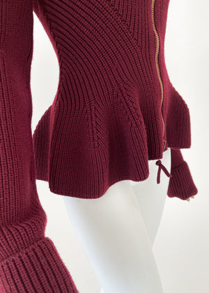 Alexander McQueen Peplum Cardigan Sweater