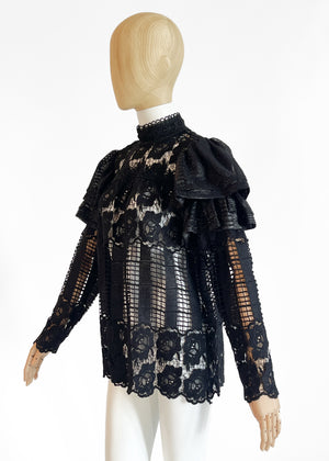 Anna Sui Black Lace Top