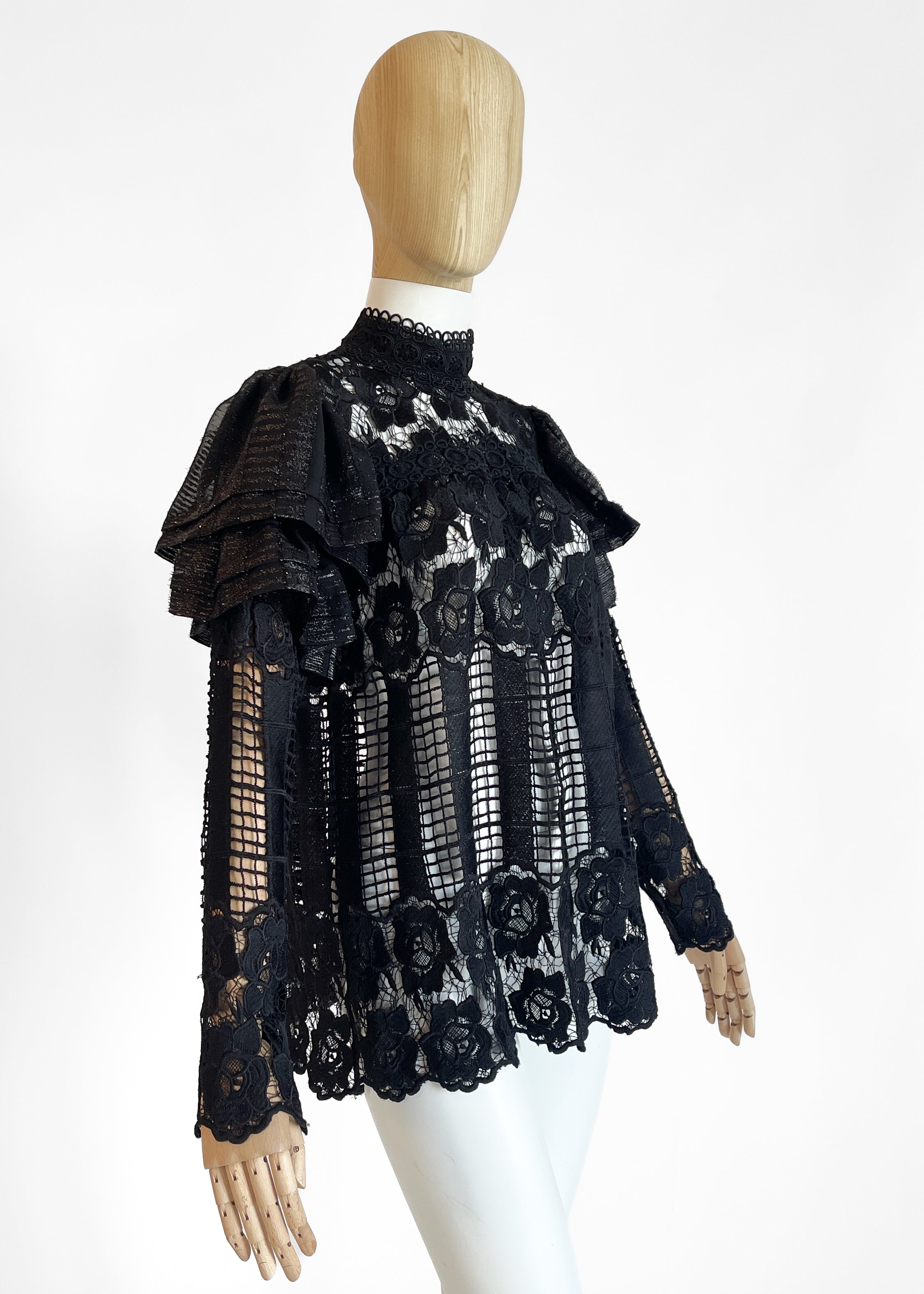 Anna Sui Black Lace Top