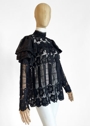 Anna Sui Black Lace Top