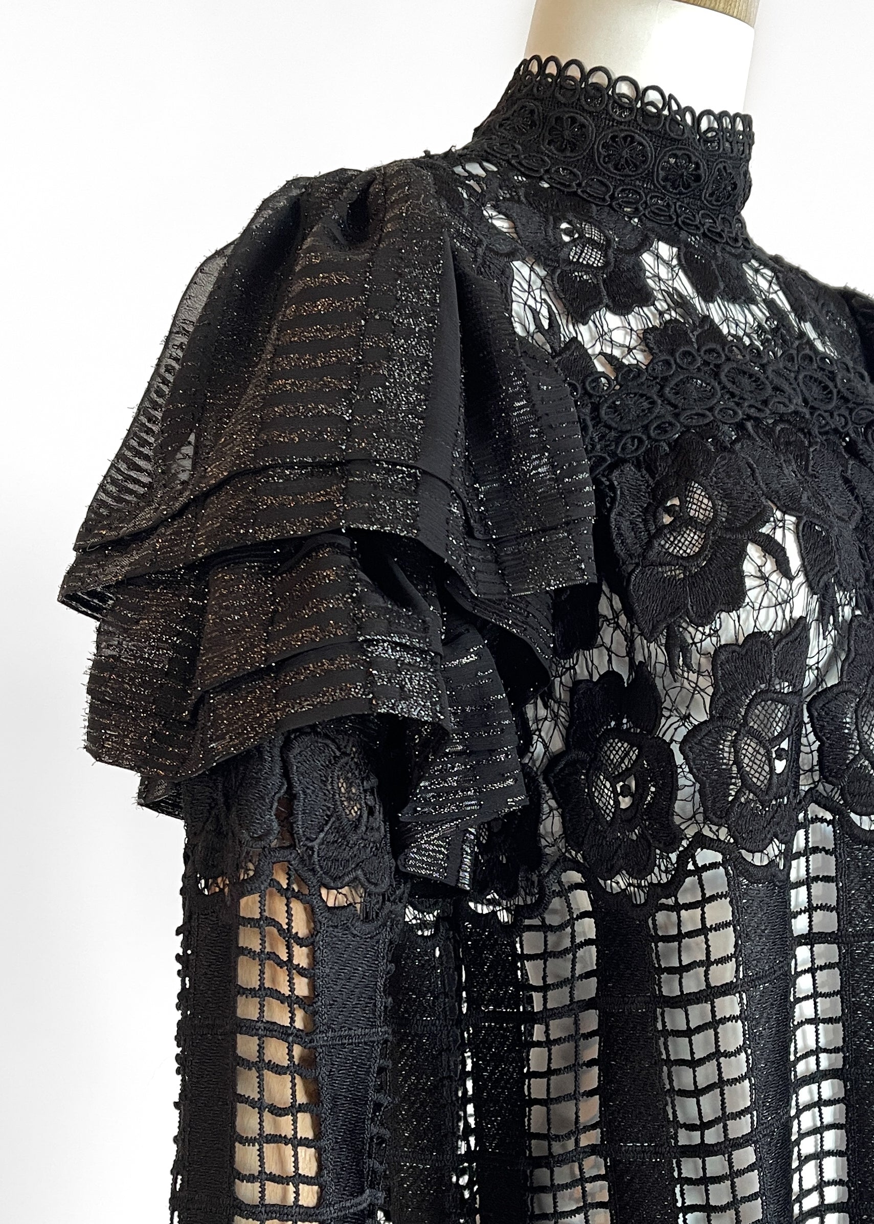 Anna Sui Black Lace Top