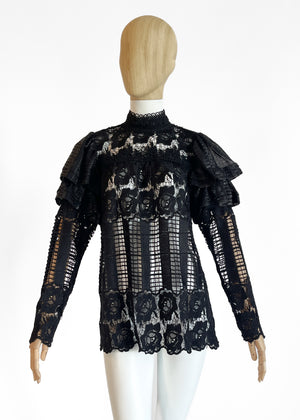 Anna Sui Black Lace Top