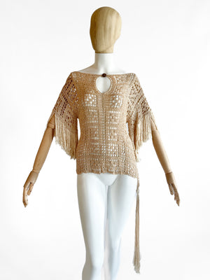 Vintage 1920s Fringed Knit Top