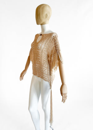 Vintage 1920s Fringed Knit Top