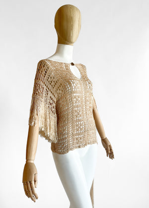 Vintage 1920s Fringed Knit Top