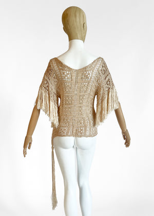 Vintage 1920s Fringed Knit Top