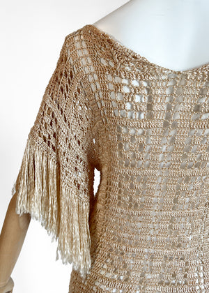 Vintage 1920s Fringed Knit Top