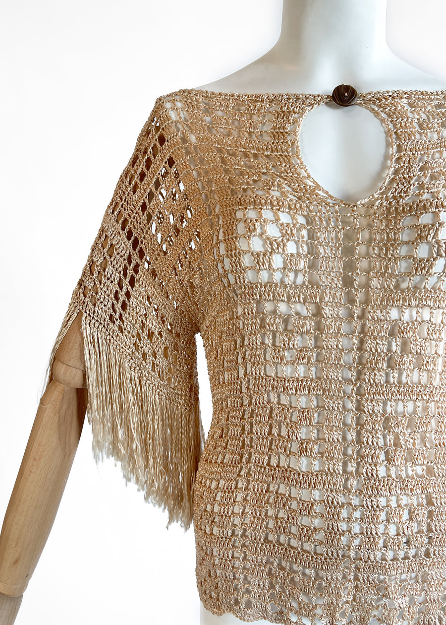Vintage 1920s Fringed Knit Top