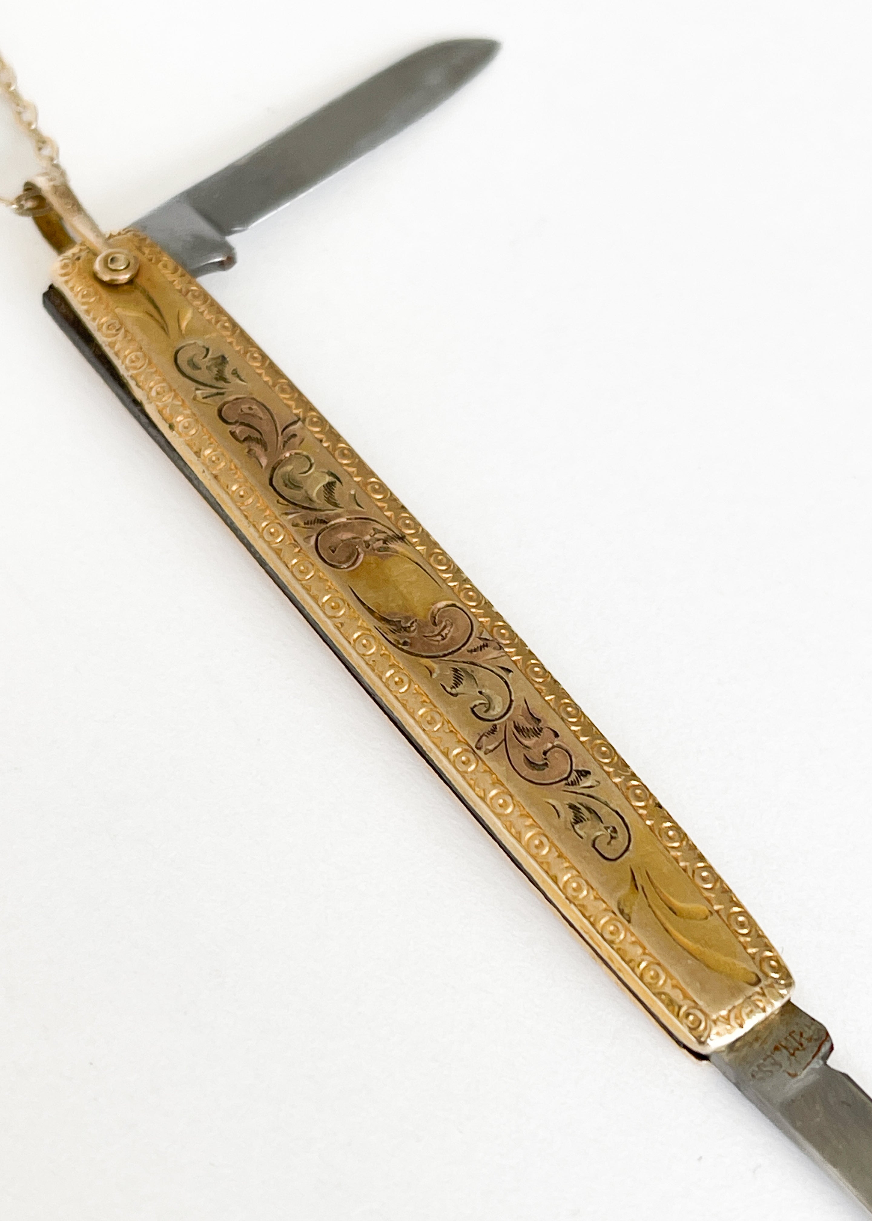 Antique Gold Pocket Knife Necklace
