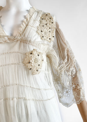 Vintage 1910s Mesh and Lace Dress
