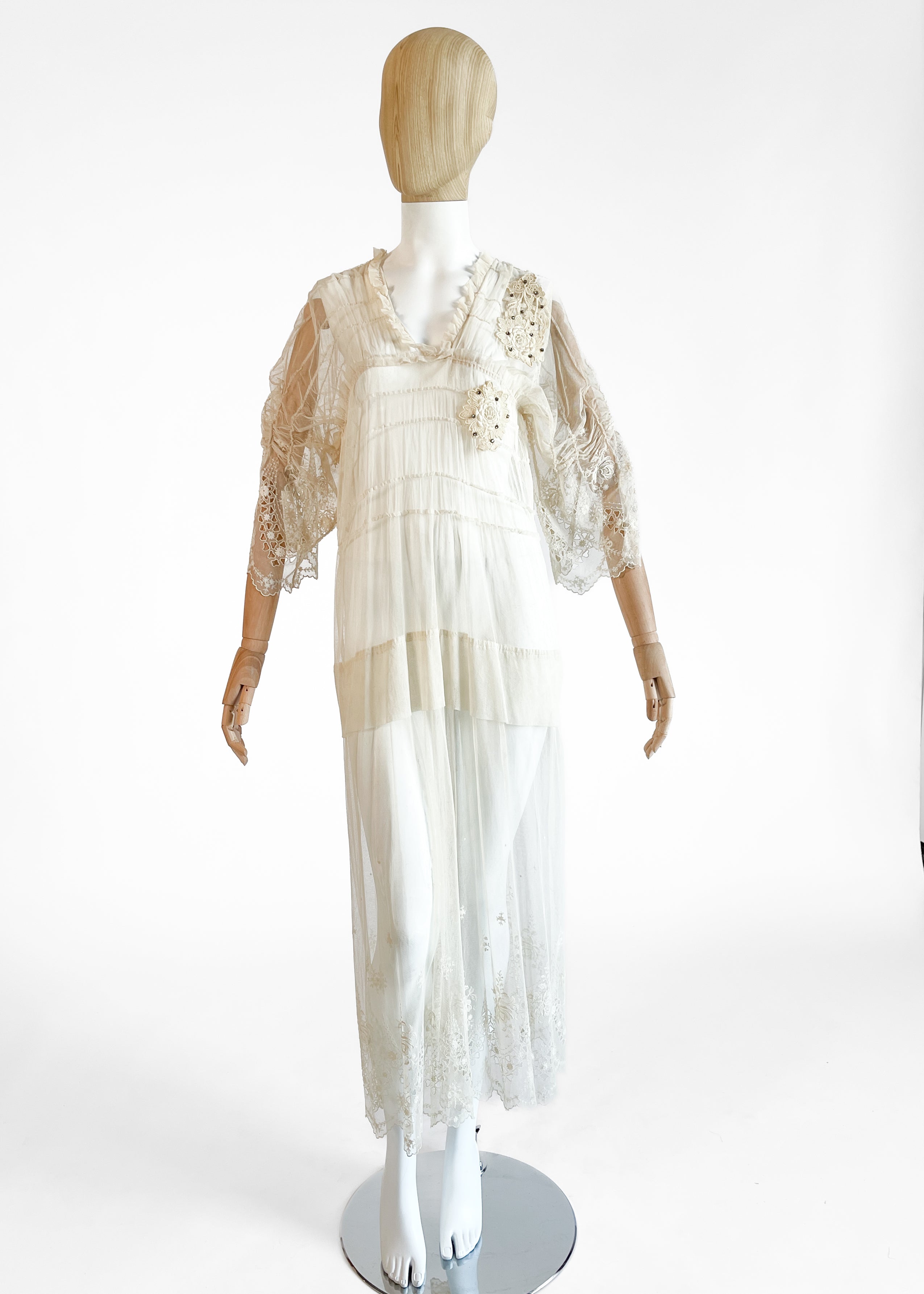 Vintage 1910s Mesh and Lace Dress