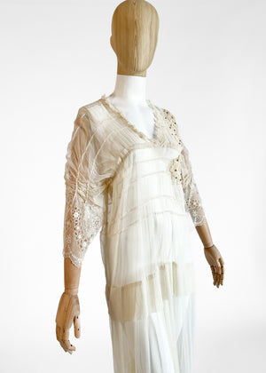 Vintage 1910s Mesh and Lace Dress
