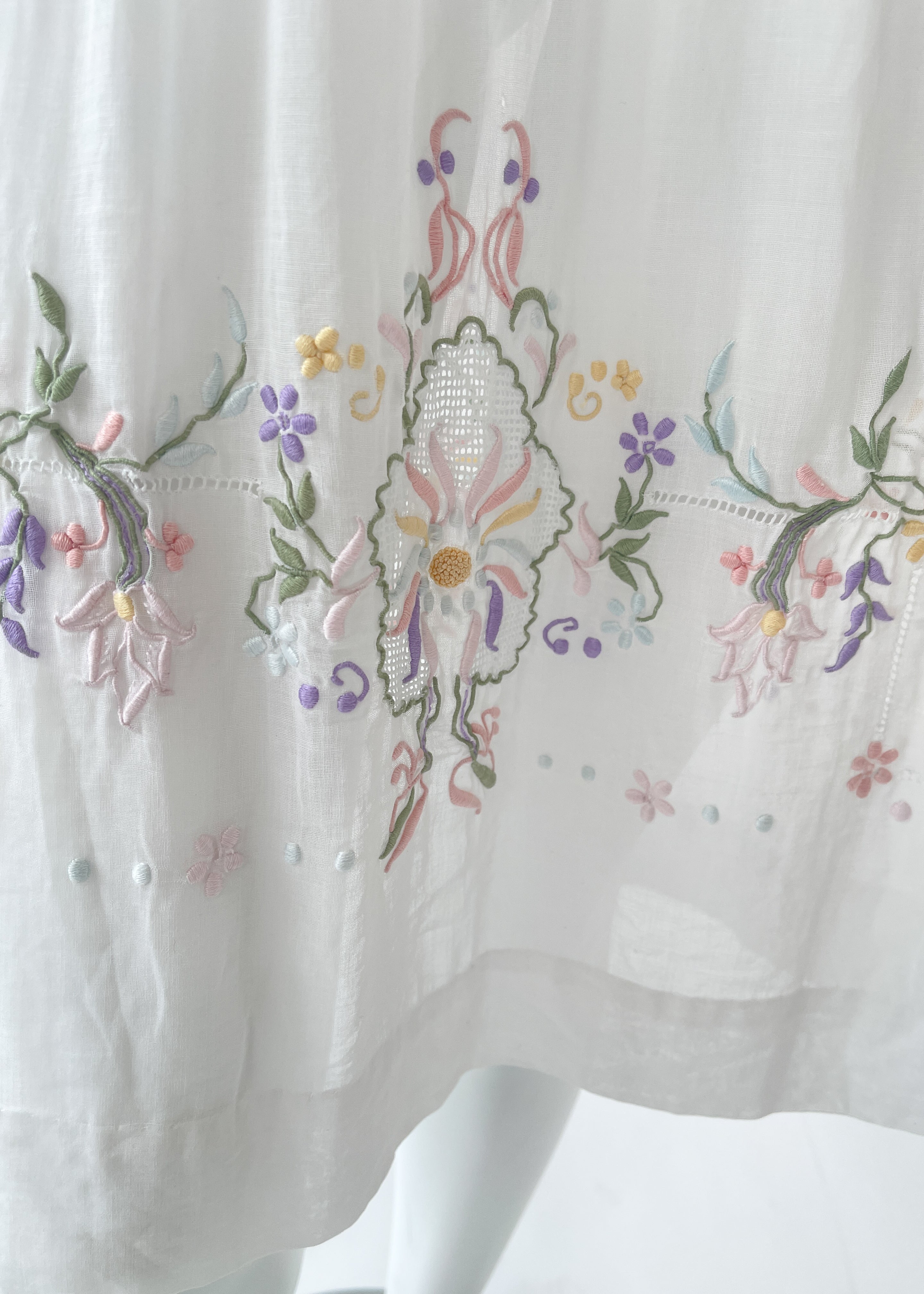 Vintage Embroidered Cotton Smocked Dress