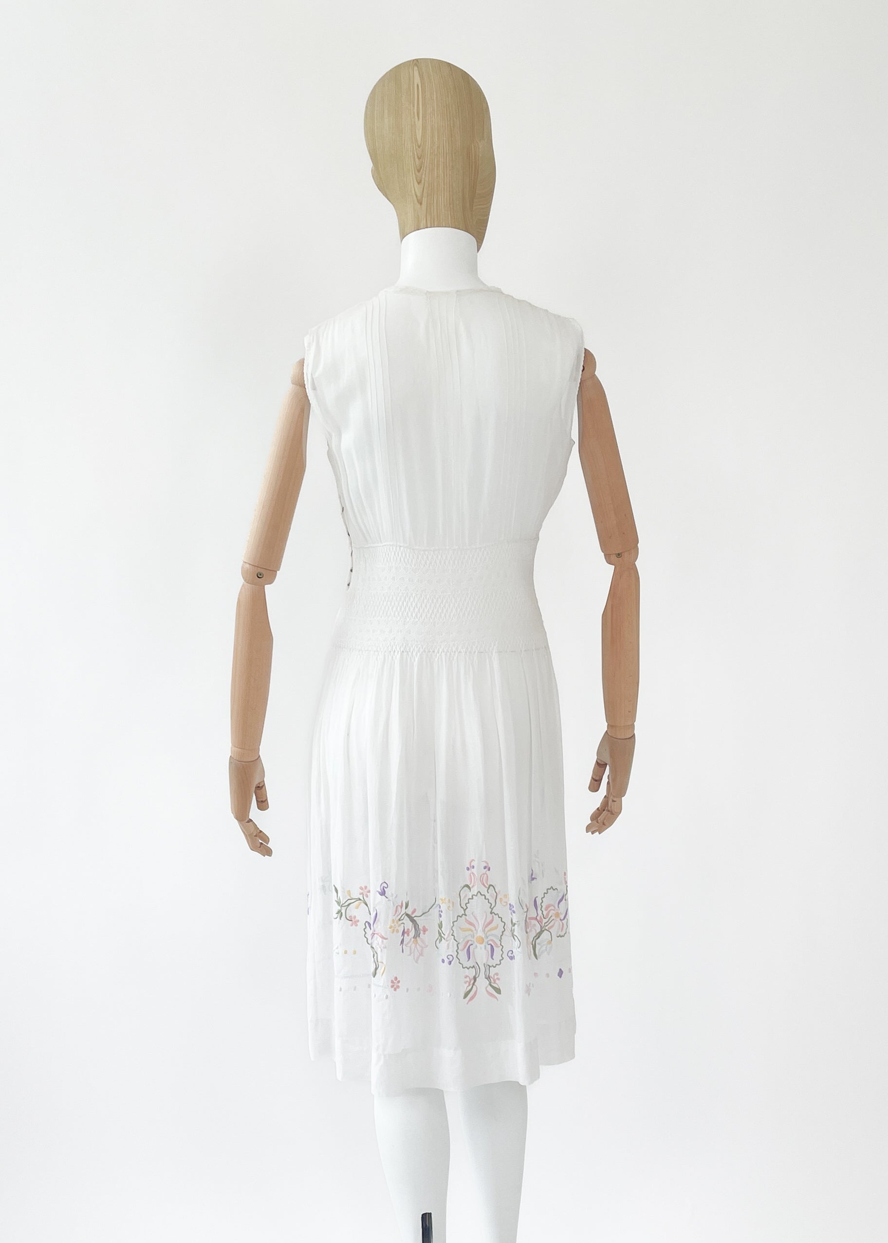 Vintage Embroidered Cotton Smocked Dress Vintage Embroidered Cotton Smocked Dress