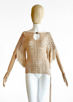 Vintage 1920s Fringed Knit Top