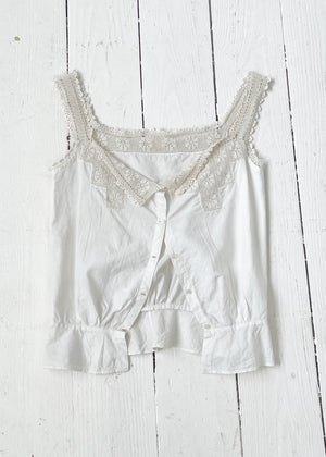 Antique White Cotton and Lace Tank Top