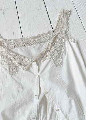 Antique White Cotton and Lace Tank Top