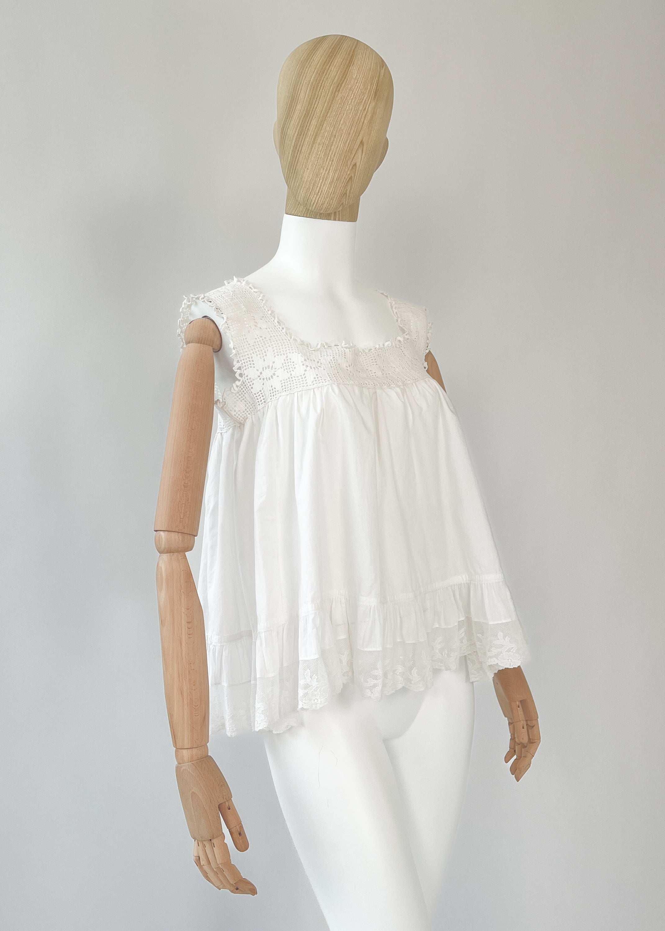 Vintage REworked Antique Cotton Lace Top