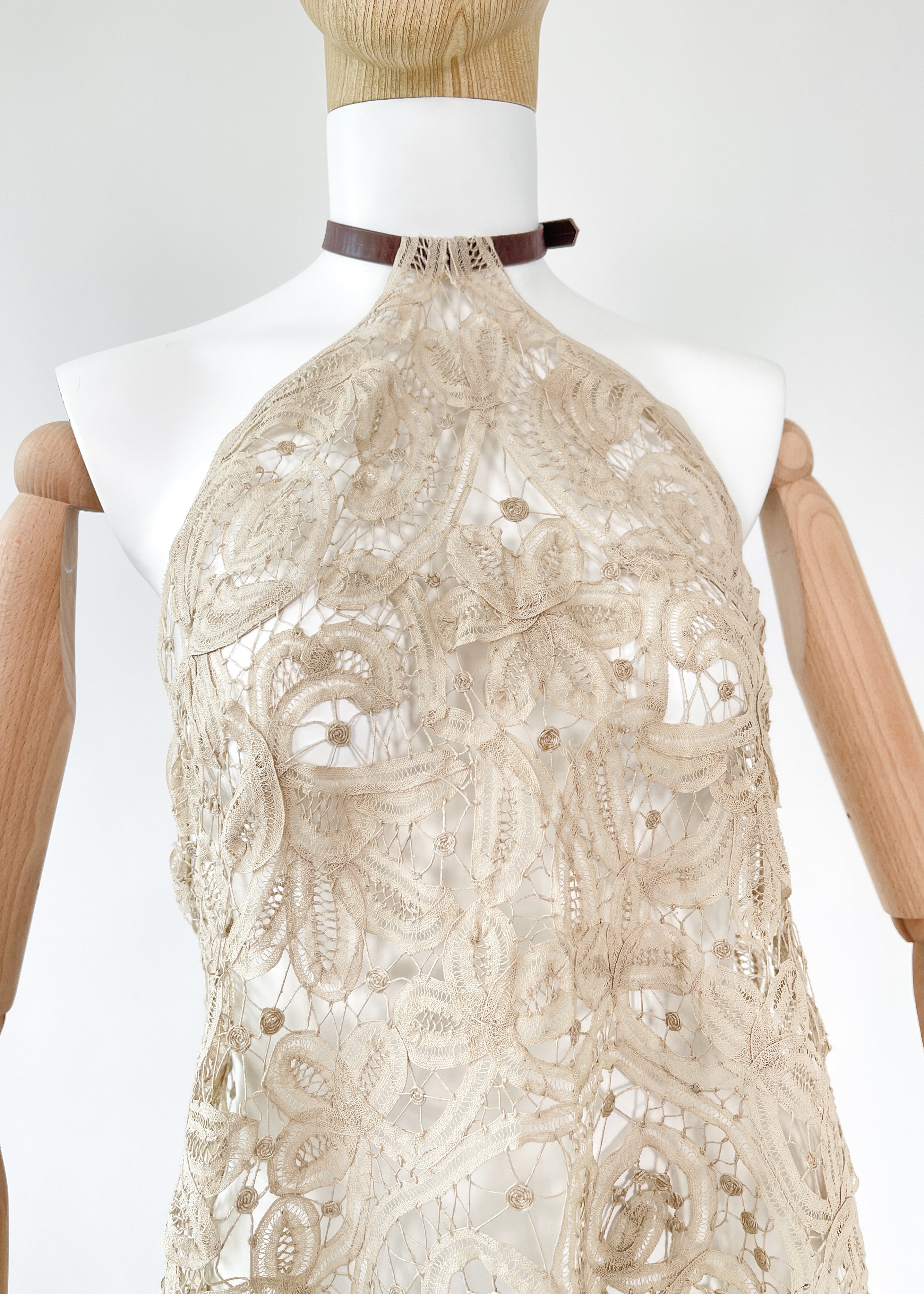 Reworked Antique Lace Halter Dress