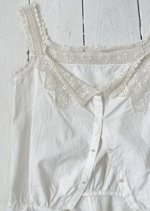 Antique White Cotton and Lace Tank Top