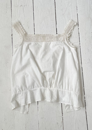 Antique White Cotton and Lace Tank Top