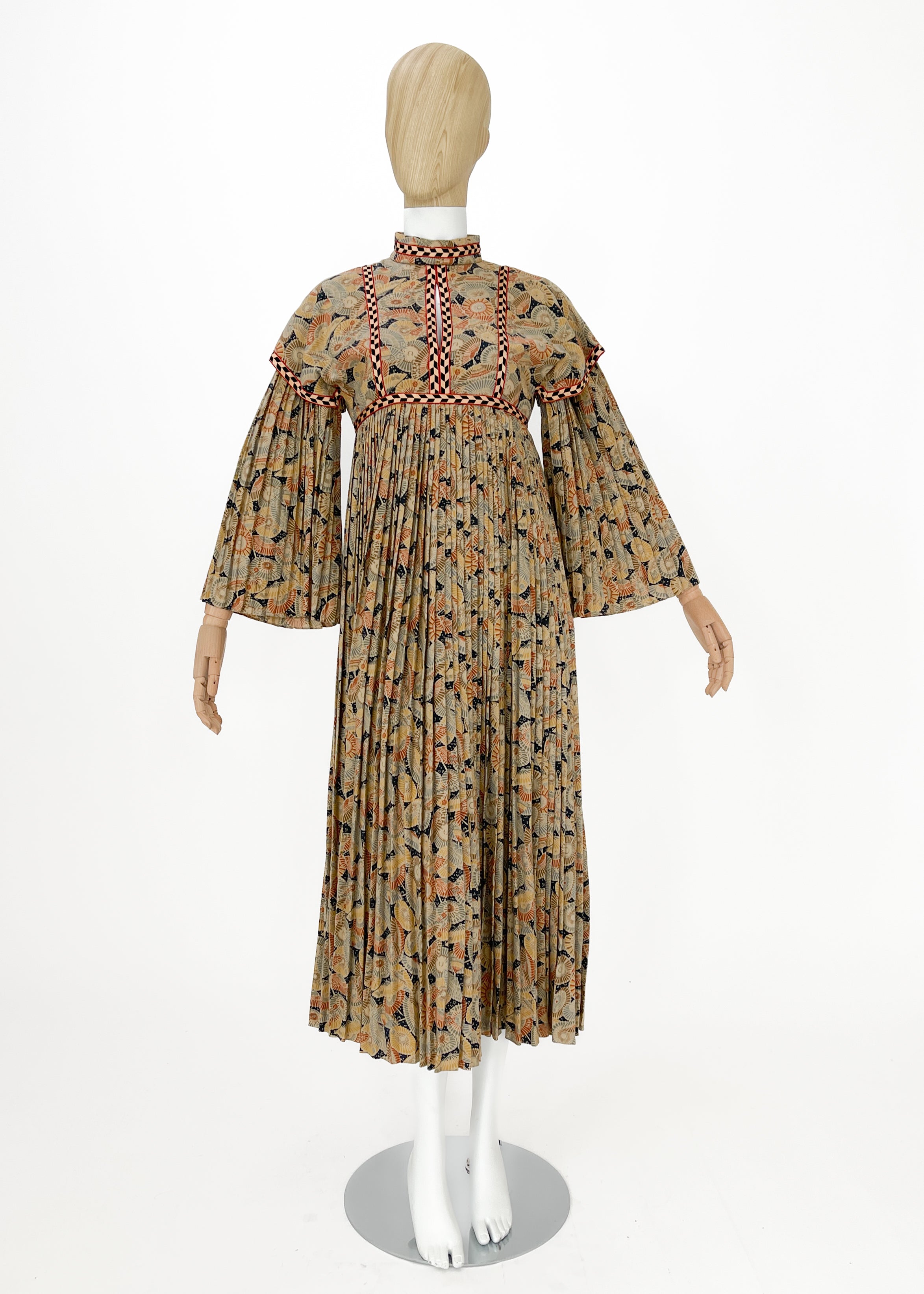 Vintage 1970s Bill Gibb Dress with Pleats