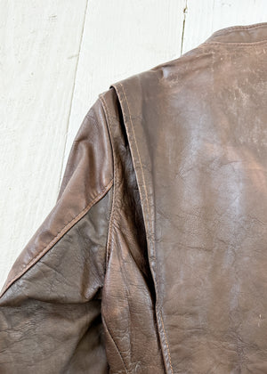 Vintage 1960s Brown Leather Racing Jacket