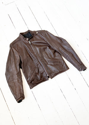 Vintage 1960s Brown Leather Racing Jacket