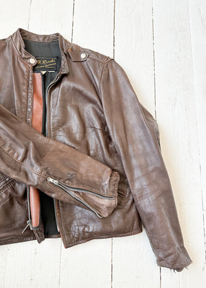 Vintage 1960s Brown Leather Racing Jacket