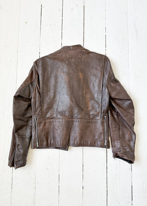 Vintage 1960s Brown Leather Racing Jacket