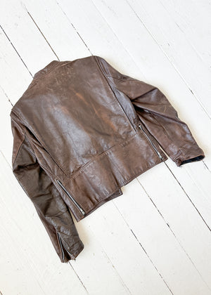 Vintage 1960s Brown Leather Racing Jacket