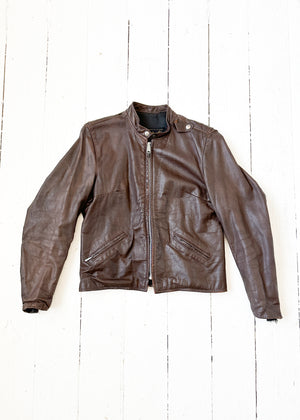 Vintage 1960s Brown Leather Racing Jacket