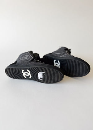 Chanel Black High Top Double Zip Sneakers