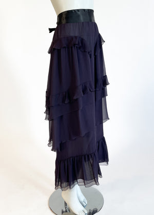 Chanel Silk Chiffon Tiered Skirt Fall 2003