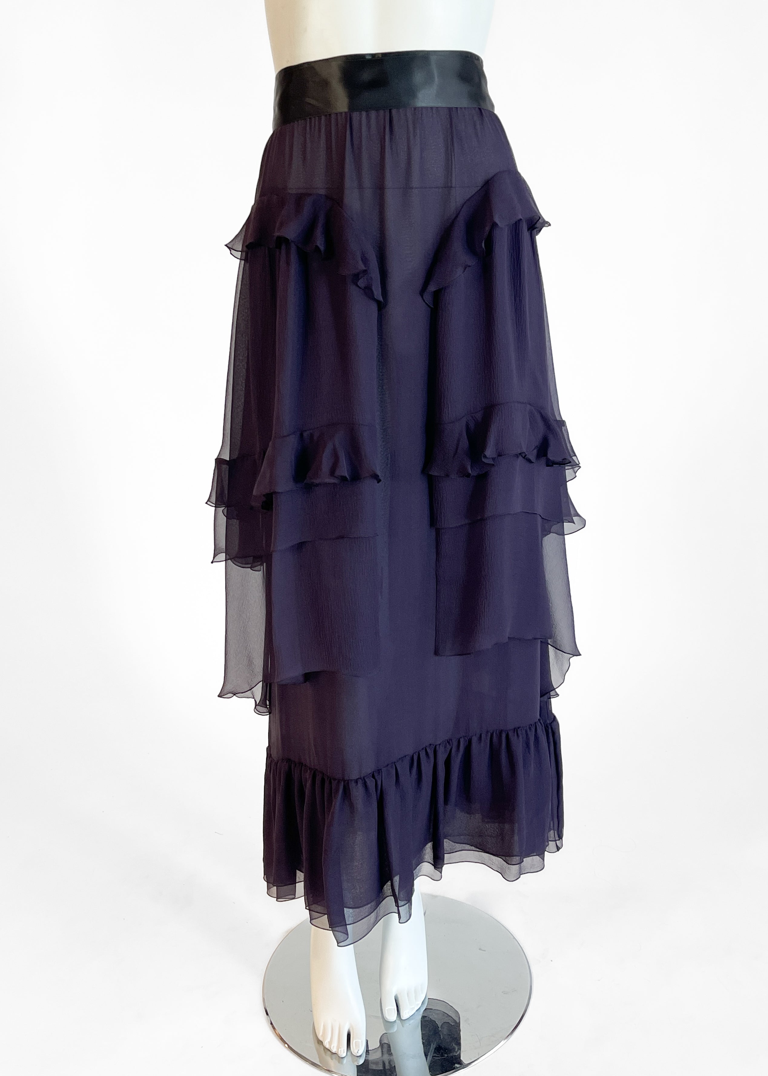 Chanel Purple Silk Chiffon Tiered Skirt — Fall 2003 Runway