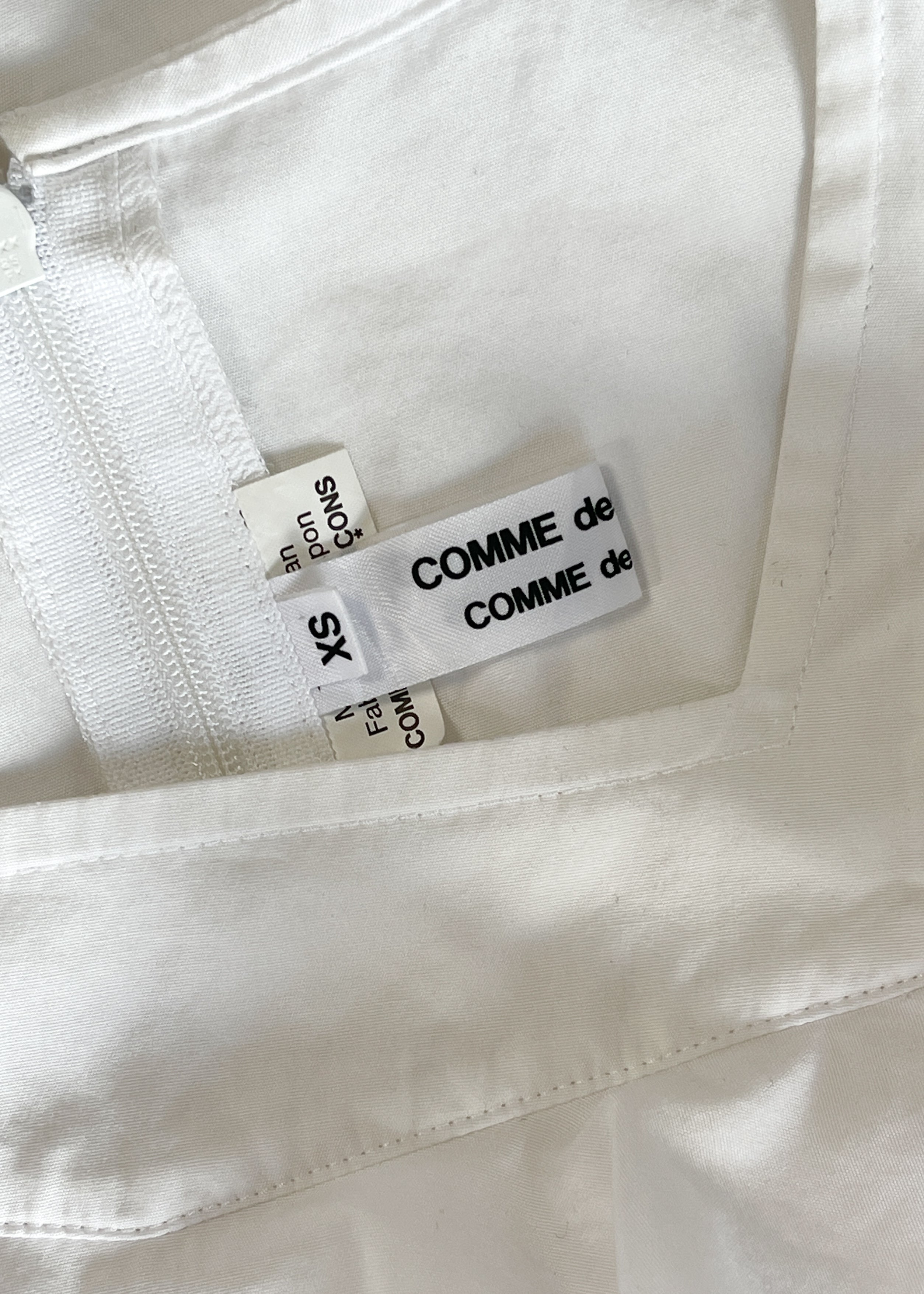 Comme des Garçons White Cotton Ruffle Blouse