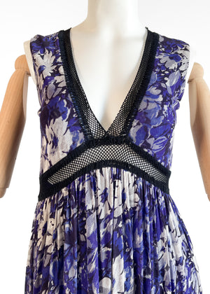 Jean Paul Gaultier Purple Floral Mesh Dress