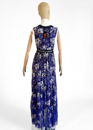 Jean Paul Gaultier Purple Floral Mesh Dress