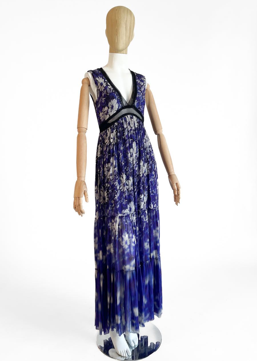 Jean Paul Gaultier Purple Floral Mesh Dress