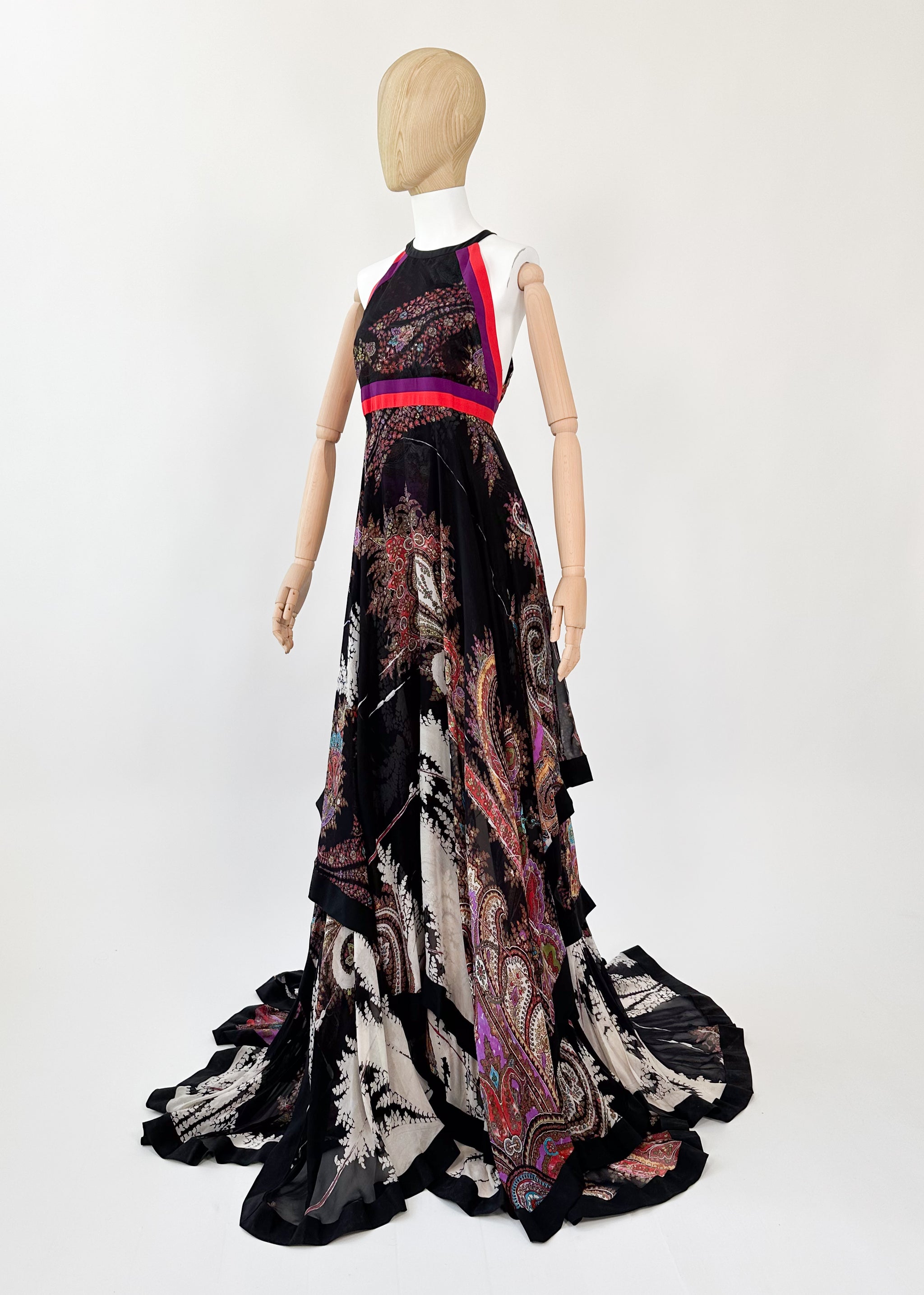 gucci silk dresses Printed silk twill long dress in beige and dark brown